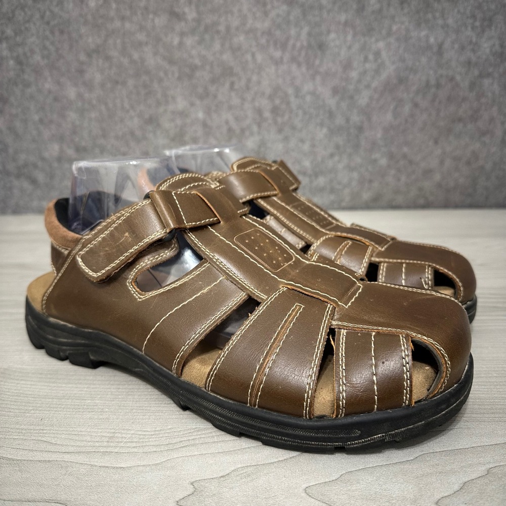 Thom McAn Benson Brown Fisherman‎ Sandals Mens 11 Closed Toe Faux Leather